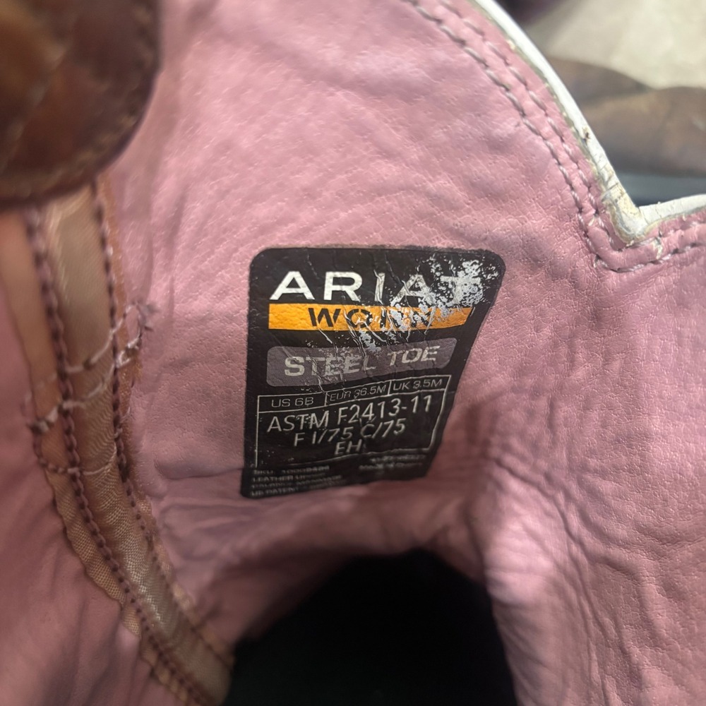 Ariat Womens Krista Steel Toe Work Boots Brown Purple Leather 10009494 Size 6B - Picture 12 of 15